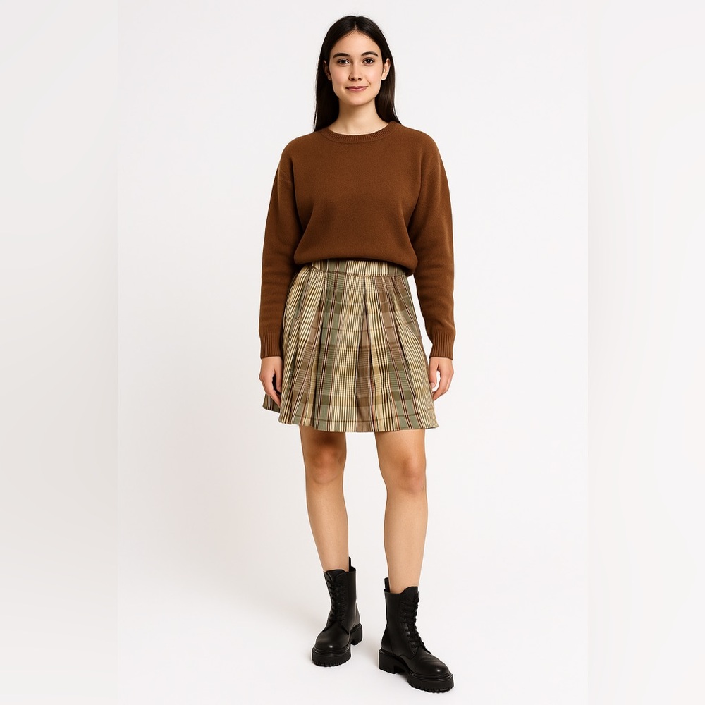 GUNEX Pleated Plaid Skirt, Cotton,‎ size 6